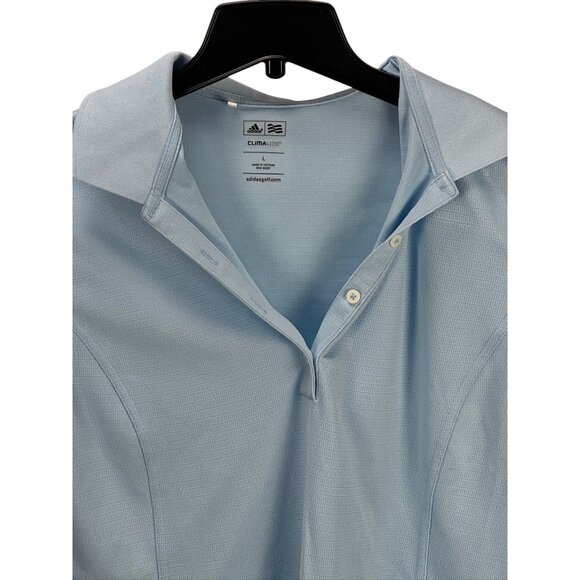 Adidas ClimaLite Womens Golf Polo Shirt L Light Blue Short Sleeve Performance - Picture 3 of 9